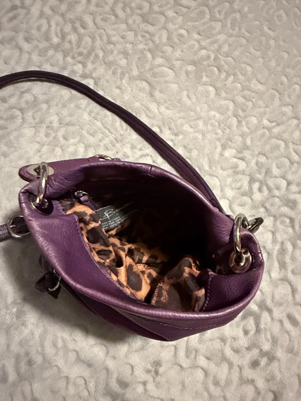 b. makowsky Purple Leather Crossbody with Front Zip